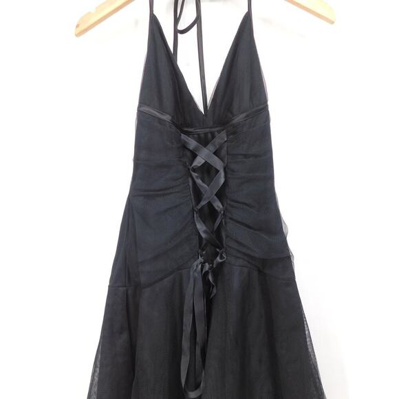 Jessica Mcclintock for Gunne Sax Whimsygoth Lace up Halter Dress Black Size 3/4 - Picture 3 of 7